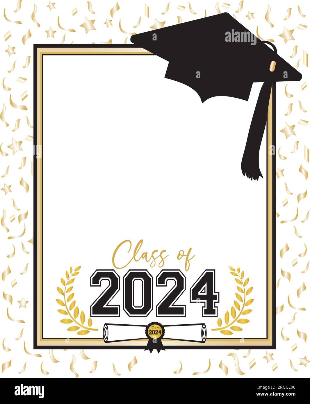 Plantilla de fondo de graduación de oro y negro clase de 2025 Imagen