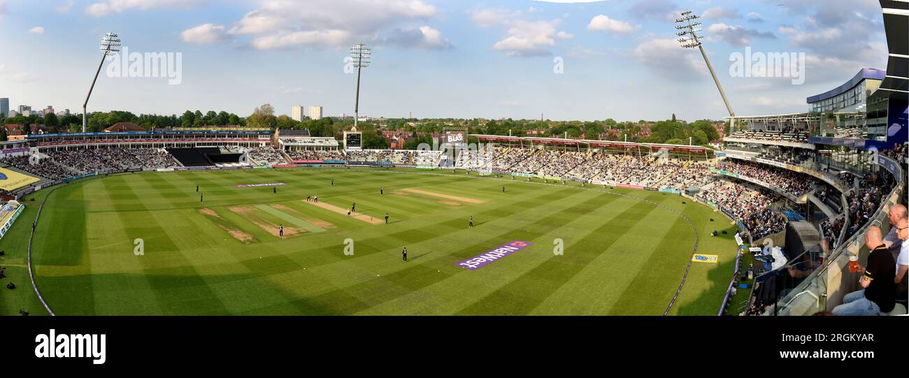 Vista panorámica del campo de críquet Edgbaston durante el partido de los Birmingham Bears Limited Overs Foto de stock