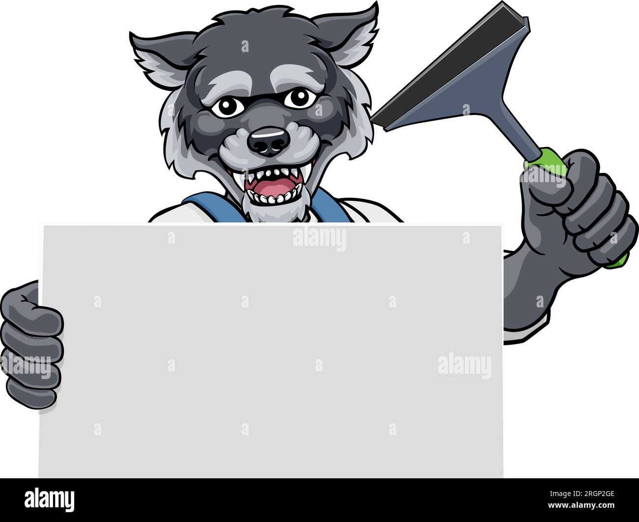 Limpiador de ventanas Wolf Dog Car Wash Mascota de limpieza Ilustración del Vector