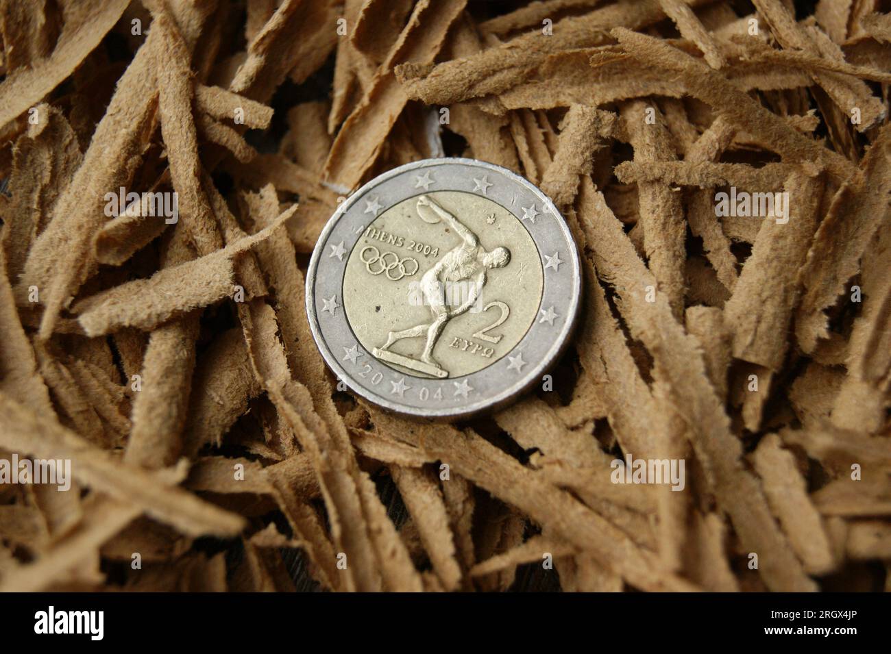 2 Euro Juegos Olímpicos 2004. Moneda griega de 2 euros. Foto de stock