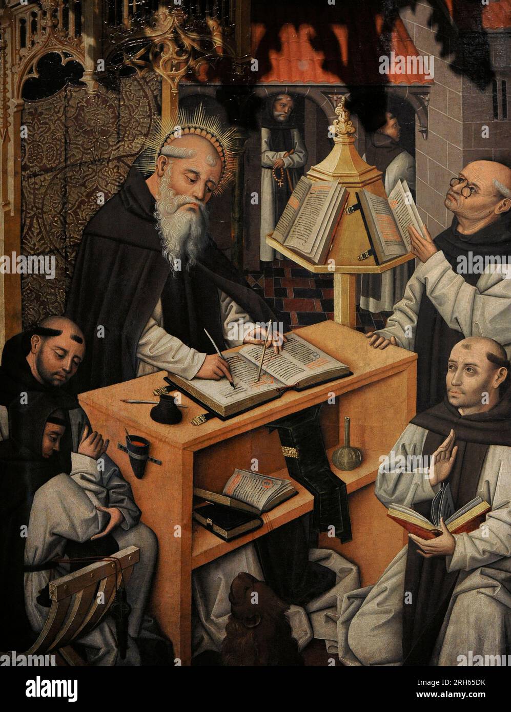 Maestro del Parral (activo 1480-1500). San Jerónimo en su estudio. Detalle. Escuela castellana, ca. 1480-1490. Museo Lázaro Galdiano, Madrid, España. Foto de stock