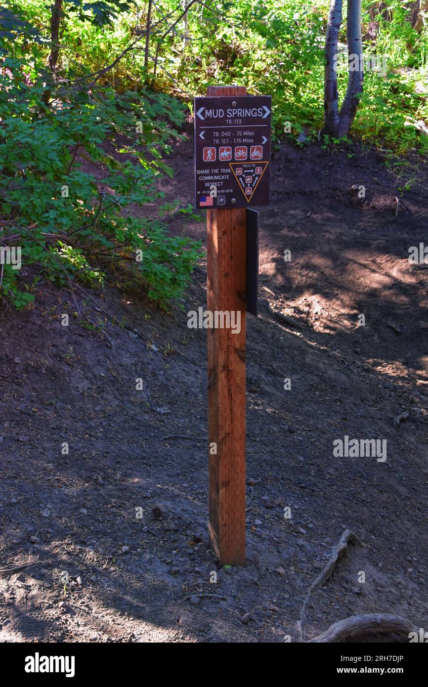 Vistas de la ruta de senderismo Tibble Fork Lone Peak Wilderness Uinta Wasatch Cache National Forest, Rocky Mountains, Utah. Estados Unidos. Foto de stock