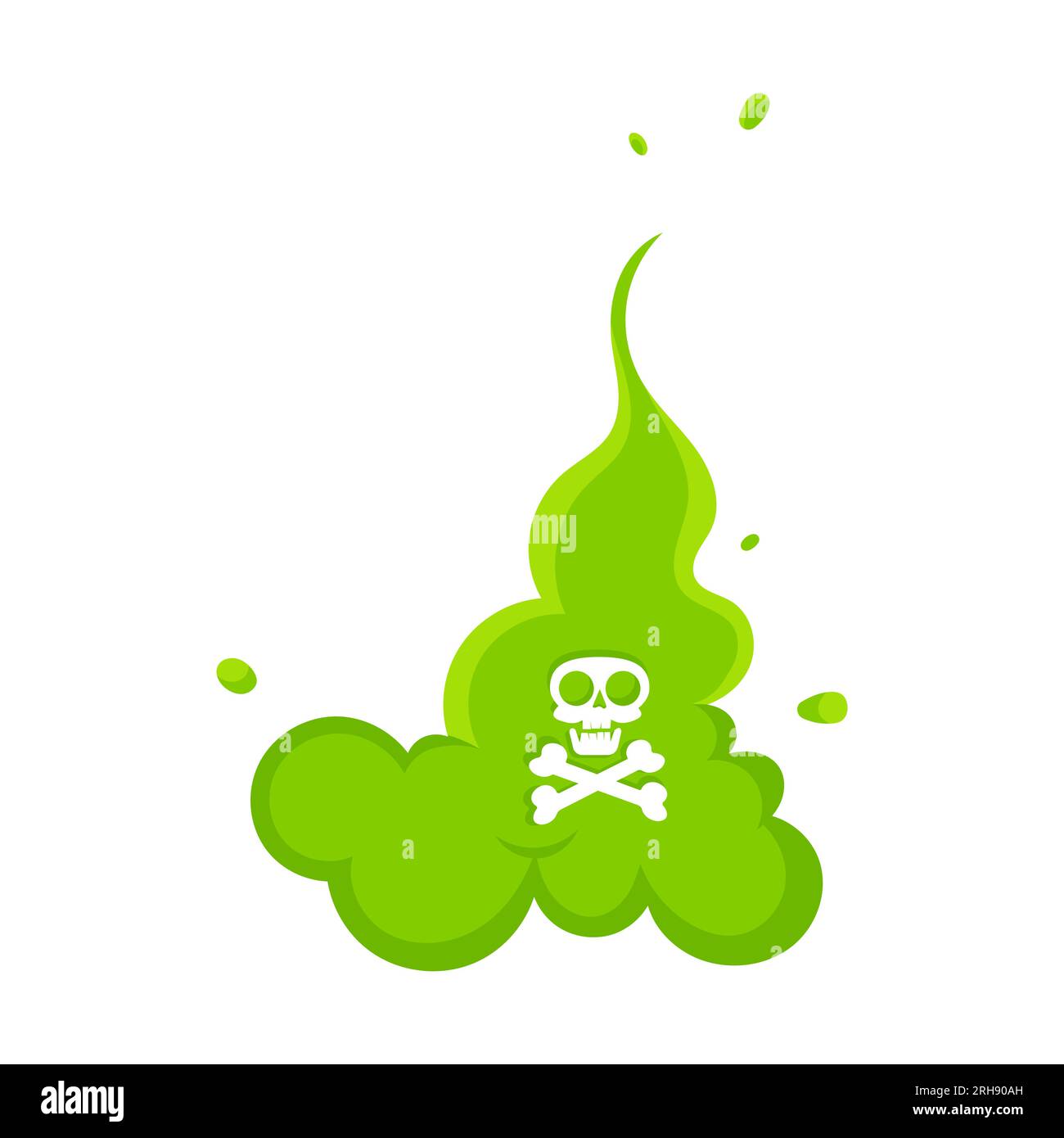 Olor verde dibujos animados humo o fart nubes diseño plano ilustración vectorial. Mal olor o olor tóxico dibujos animados humo nube aislada en la espalda blanca Ilustración del Vector