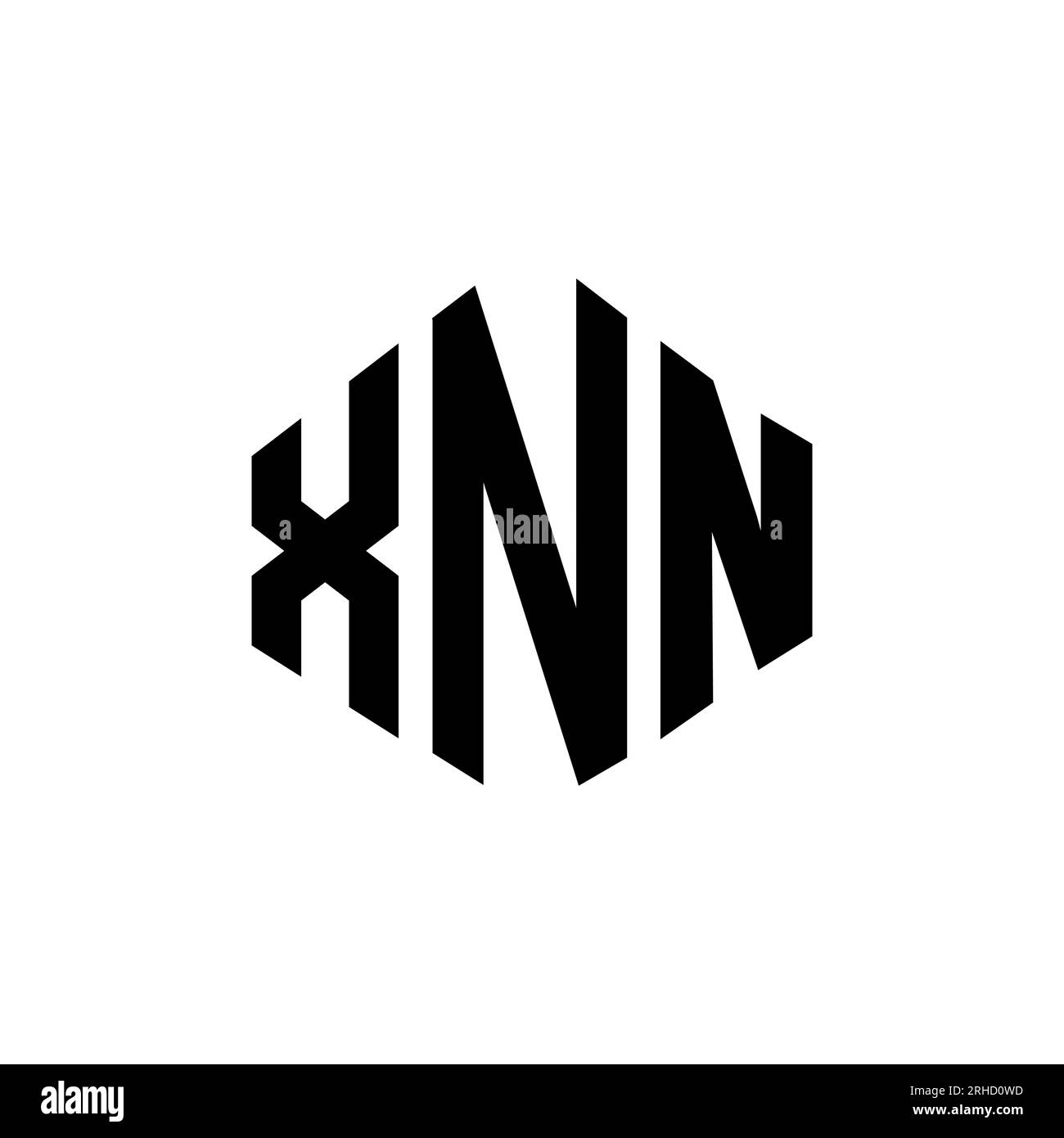 Diseño de logotipo de letra XNN con forma de polígono. XNN polígono y  diseño de logotipo de forma de cubo. XNN hexágono vector logo plantilla de  colores blanco y negro. XNN monogr