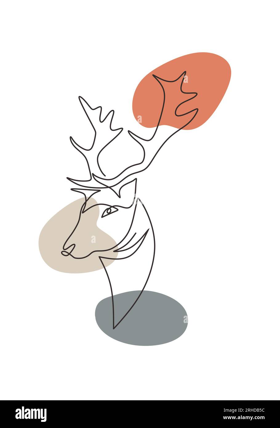 Dibujo de una línea de ciervos. dibujado a mano renos animal moose silueta bosquejo. Elk