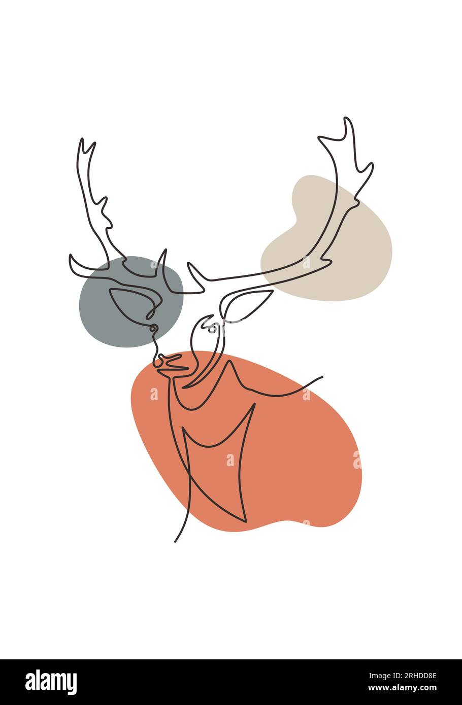 Dibujo de una línea de ciervos. dibujado a mano renos animal moose silueta bosquejo. Elk