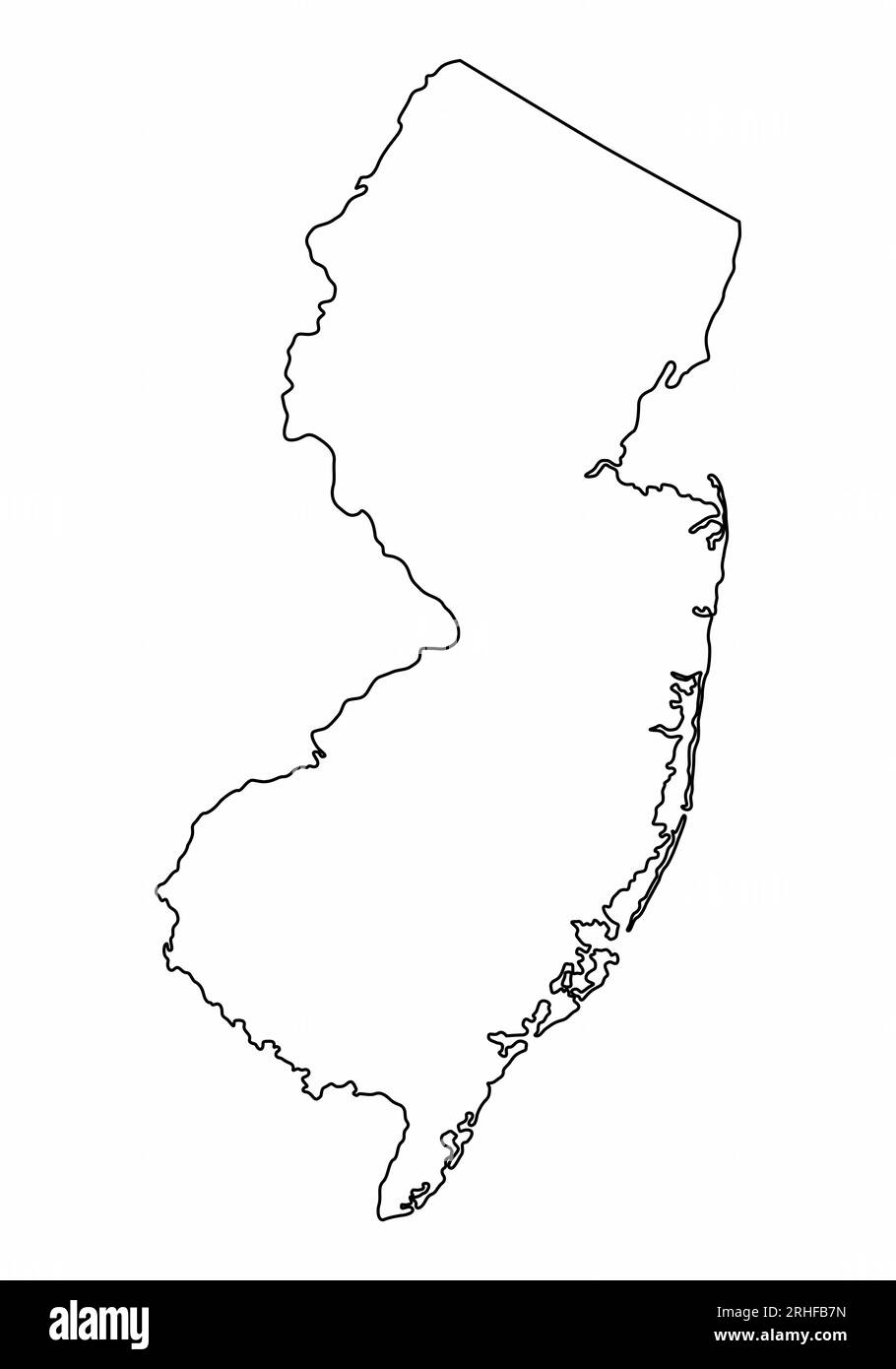 Esquema del mapa de Nueva Jersey aislado sobre fondo blanco Ilustración del Vector