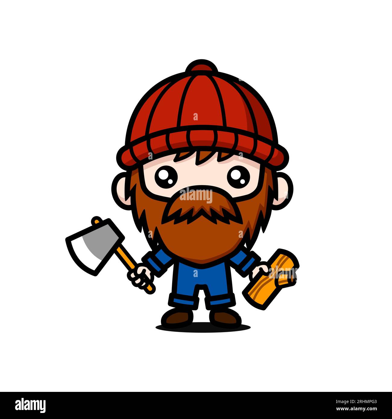 Lindo Lumber Jack personaje de dibujos animados Imagen Vector de stock