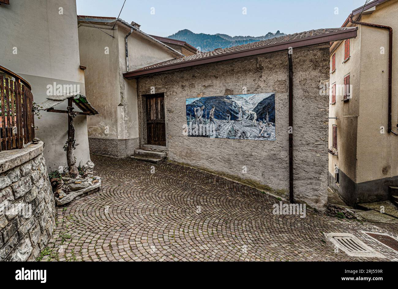 Italia Veneto igne - Murales - 'Trabajar en el campo' Foto de stock