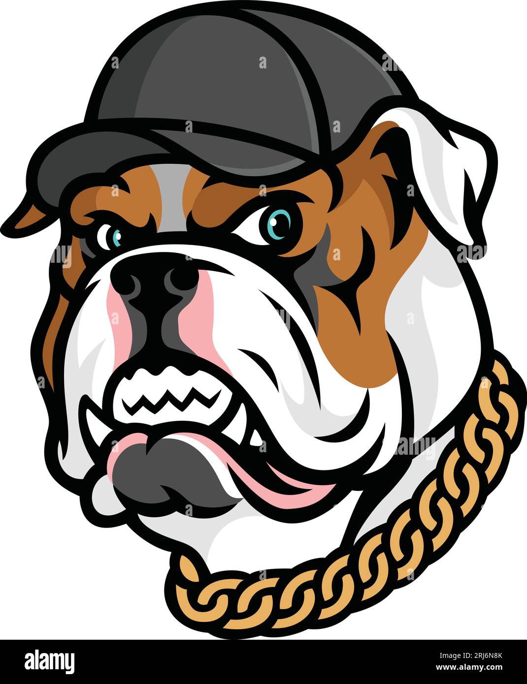 Bulldog americano agresivo con Cap y cadena de oro Ilustración del Vector