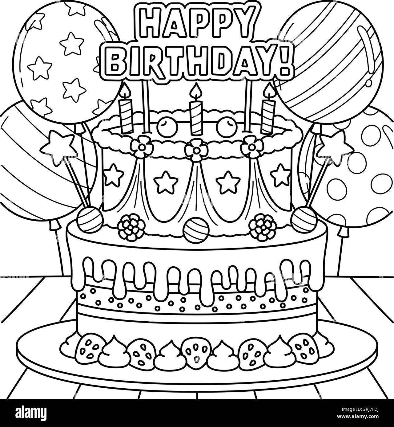 Pinto Dibujos: Happy birthday con pastel para colorear