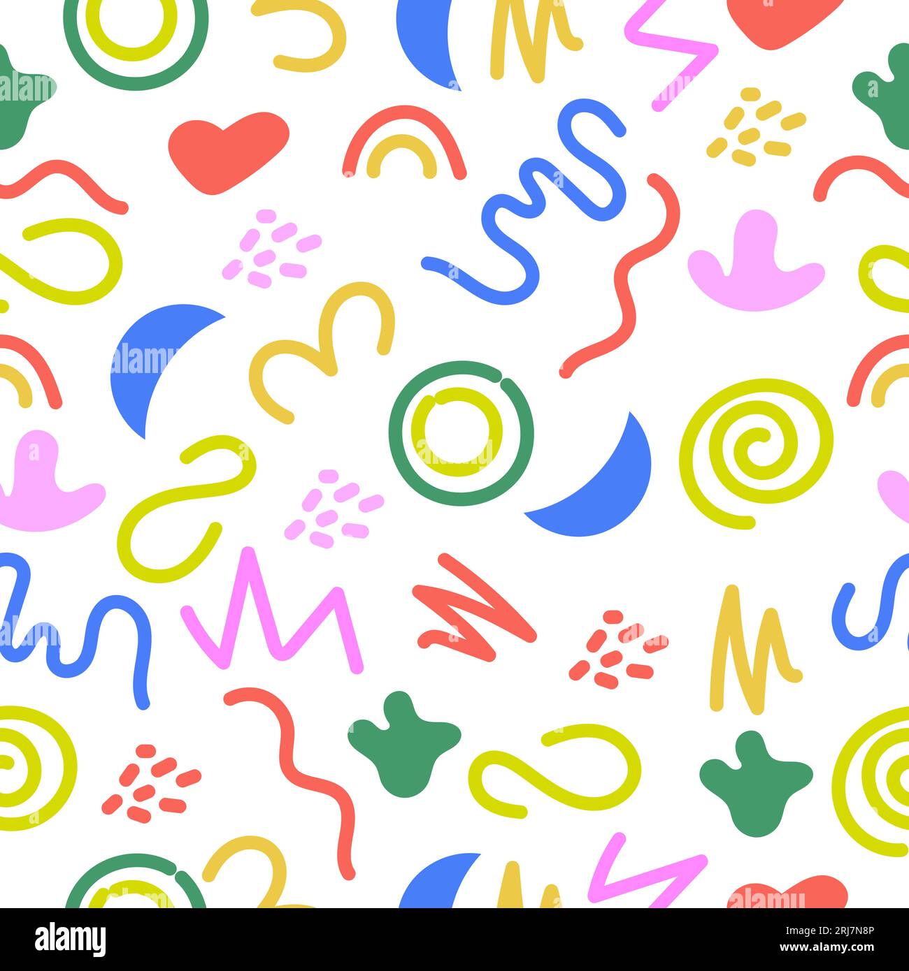 90s patrón de doodle sin fisuras con formas simples Ilustración del Vector