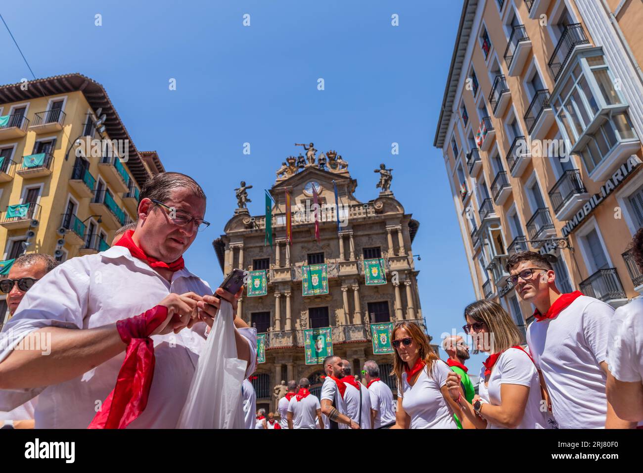 Pamplona, España 09 de julio de 2023 La gente celebra la fiesta de