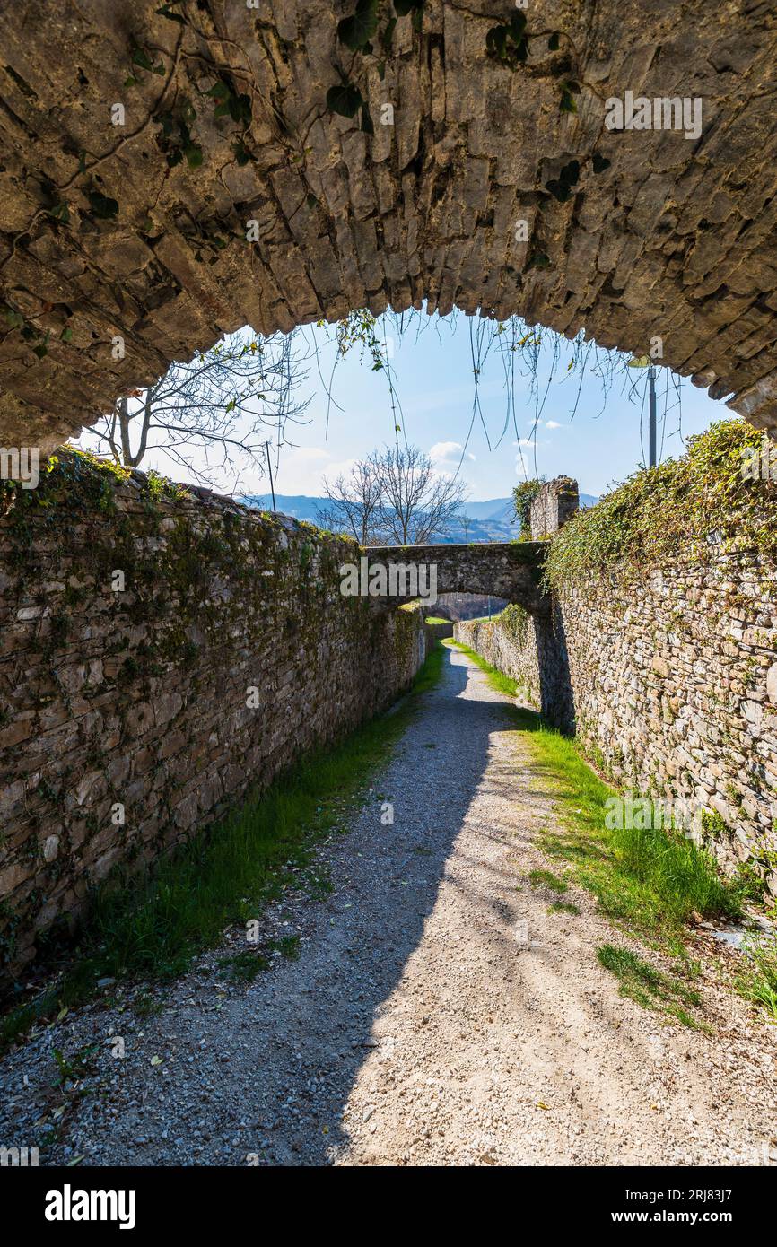 Italia Veneto Mel - Via Karèra (antigua calzada) Foto de stock