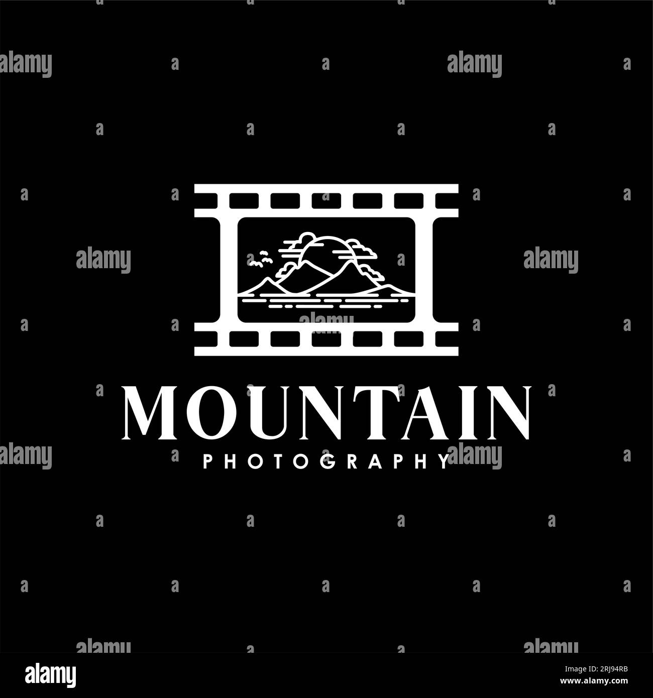 Diseño de vector de logotipo documental de montaña, tira de película Ilustración de diseño de vector de logotipo de montaña Ilustración del Vector