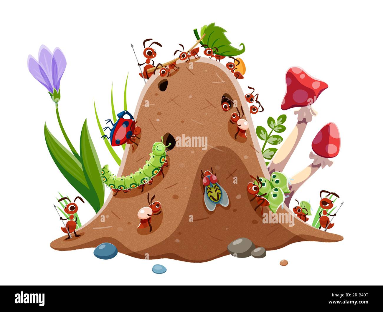 Personajes de hormigas de dibujos animados, colonia de hormigueros