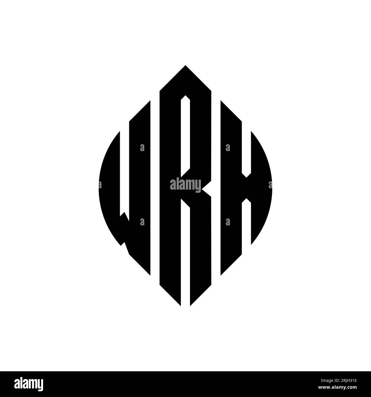 Diseño de logotipo de letra circular WRX con forma de círculo y elipse