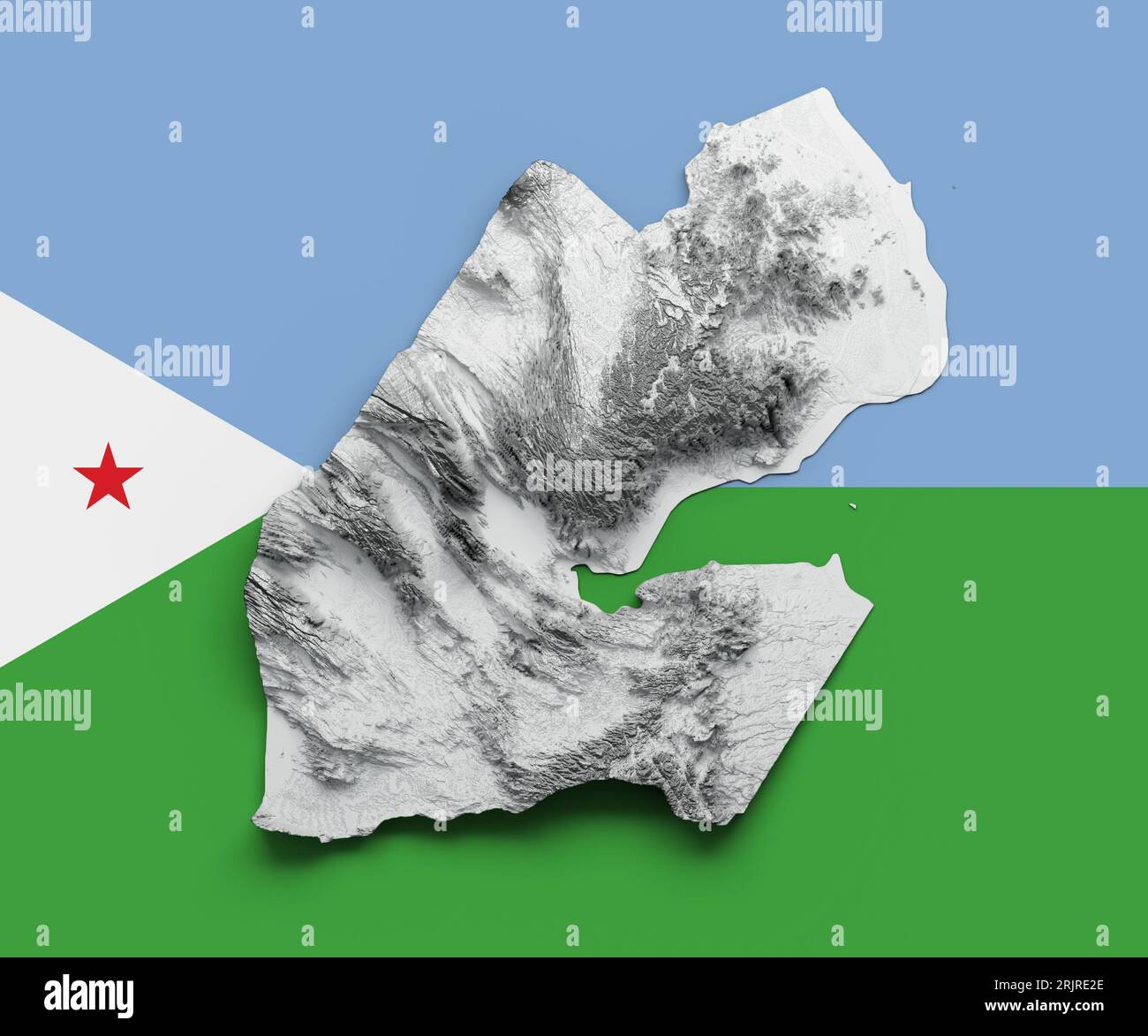 Una Ilustraci N Del Mapa De Relieve De Yibuti En La Bandera Fotograf A De Stock Alamy