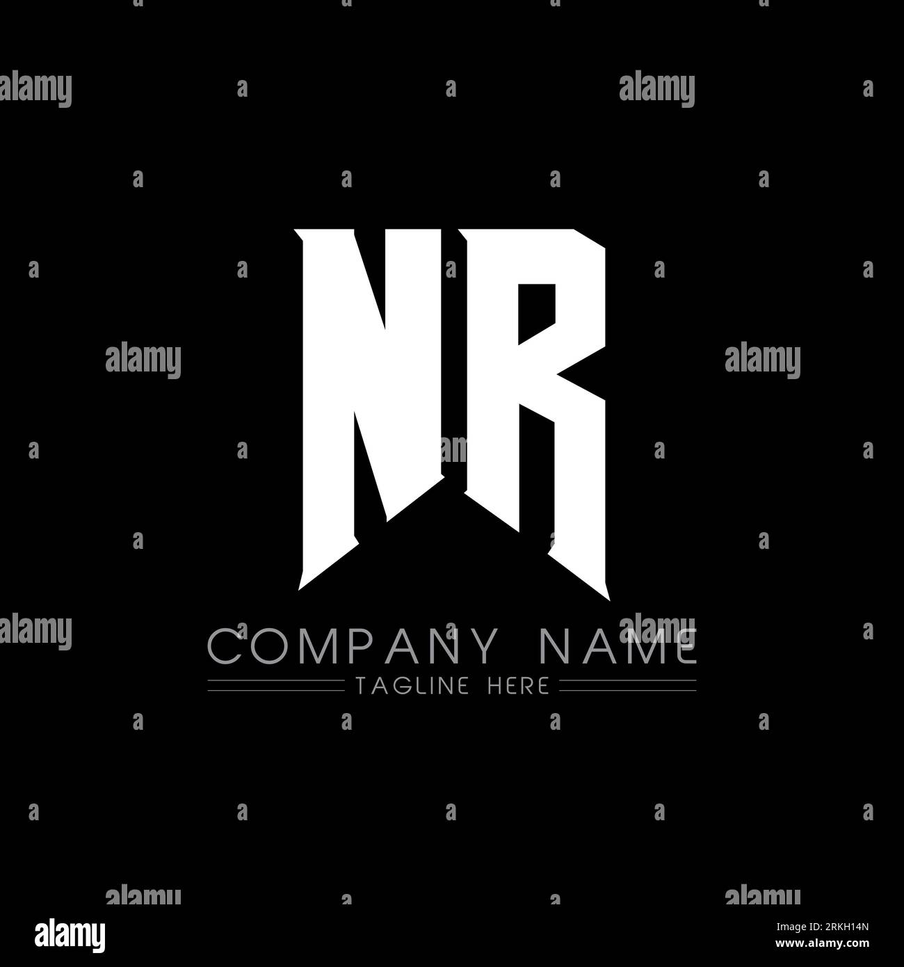 NR Letter Diseño de Logo. Letras iniciales del icono del logotipo de NR GAMING para empresas de tecnología. Tech letter NR Minimal logo plantilla de diseño. NÚM. De letras de diseño v Ilustración del Vector