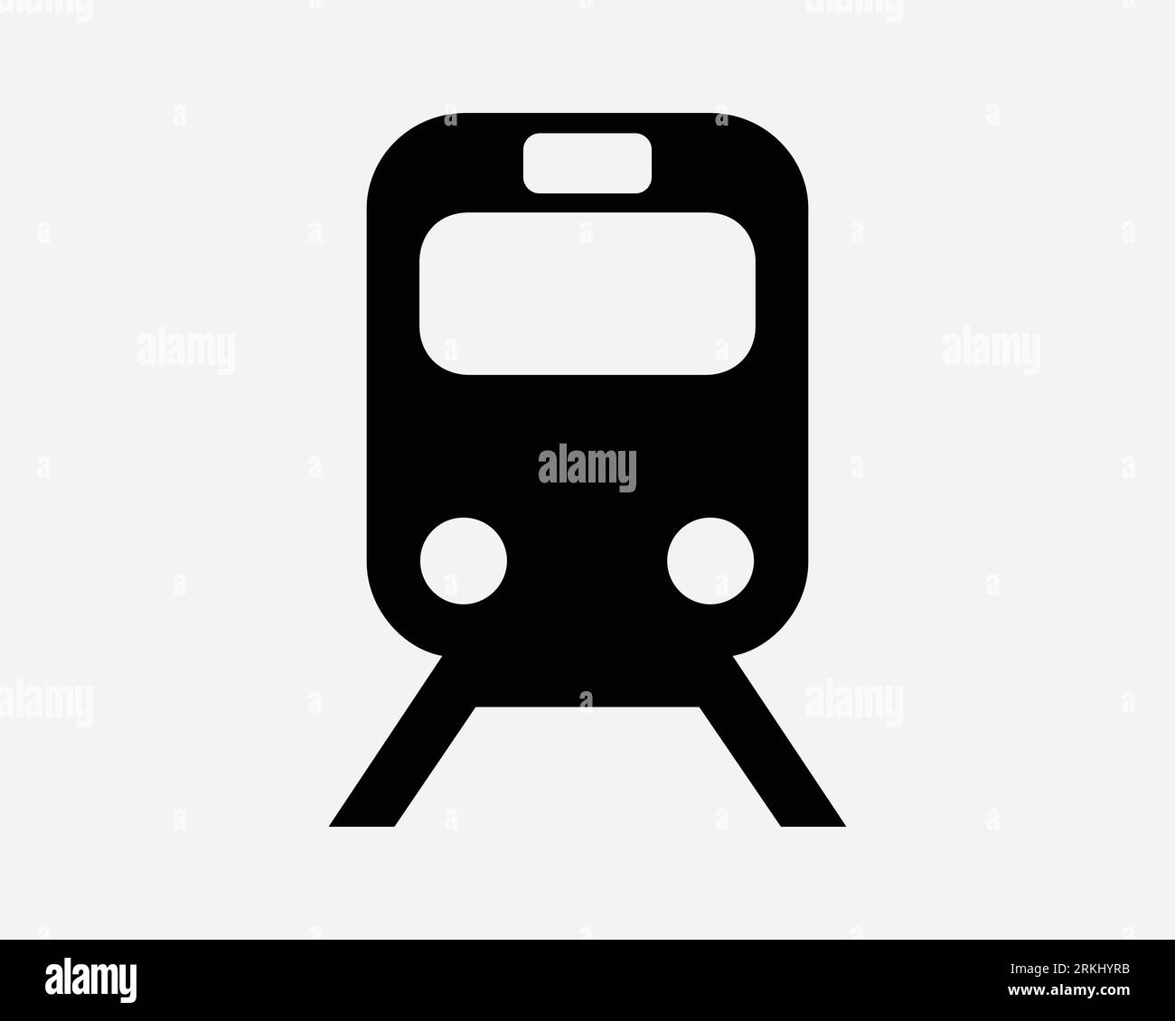 Icono del tren Rail Transporte público Vista frontal Aproximándose al metro Transporte Estación de pasajeros Tranvía Viaje Ferrocarril Forma negra Símbolo Vector EPS Ilustración del Vector