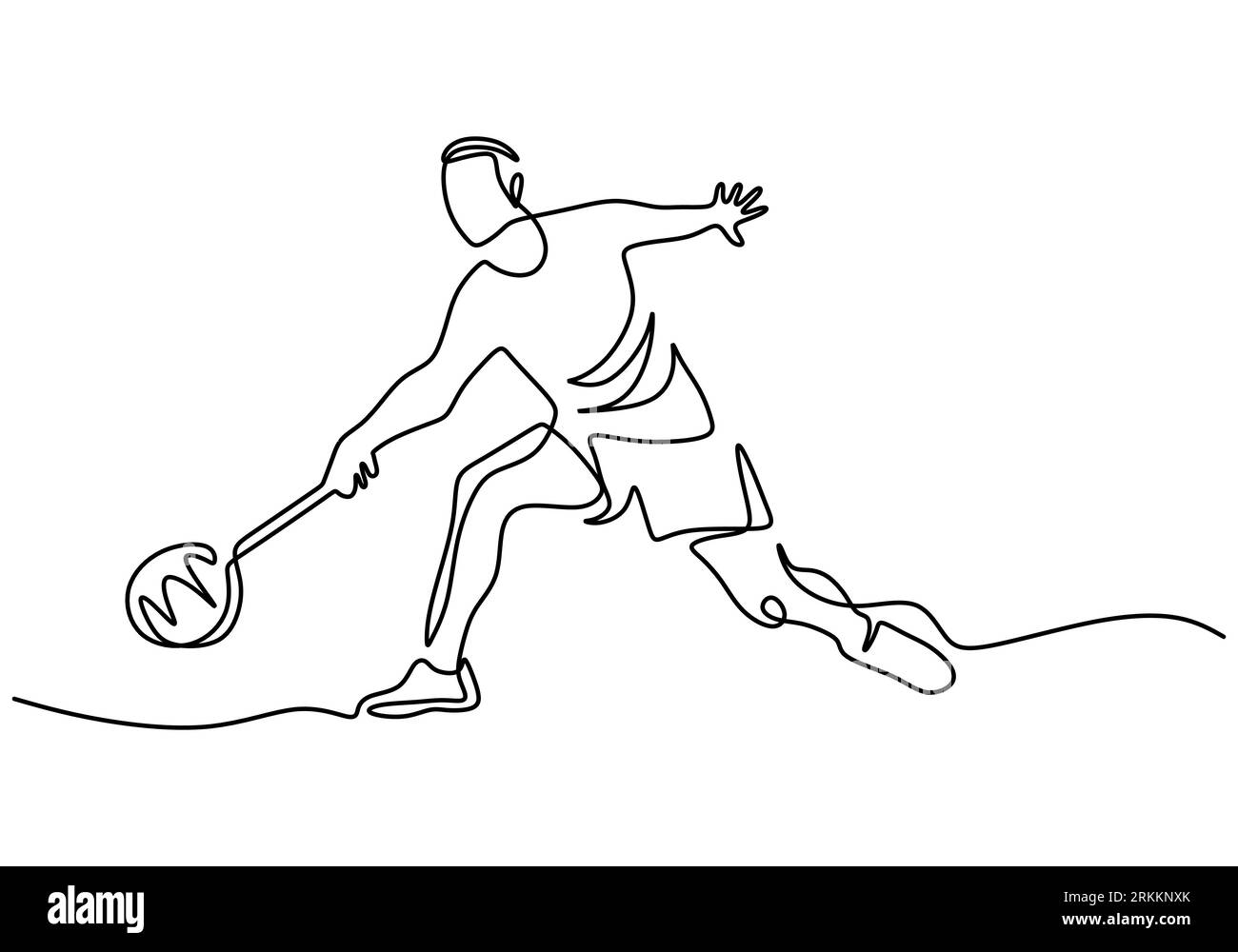 Una línea continua de dibujo de joven jugador de tenis feliz haciendo servicio y golpeó la pelota. Concepto de ejercicio deportivo dibujado a mano diseño de minimalismo. Vector Ilustración del Vector