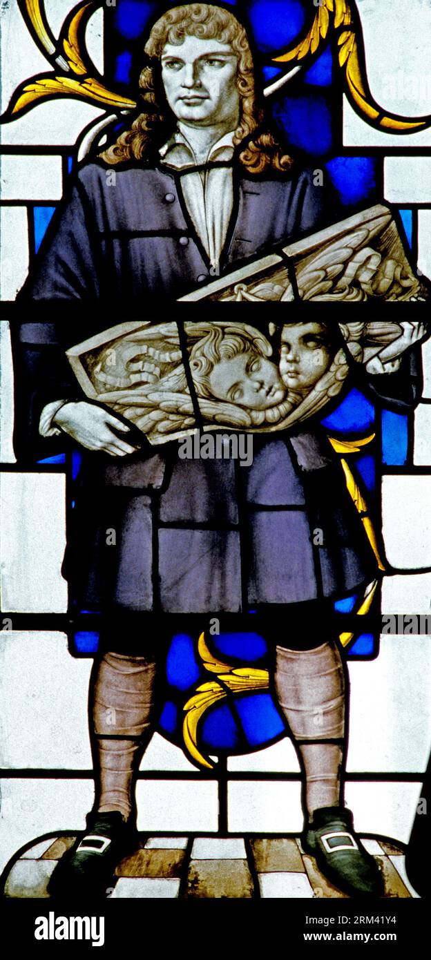 Grinling Gibbons, vidrieras, St. Lawrence Jury Church, Londres, Inglaterra Foto de stock
