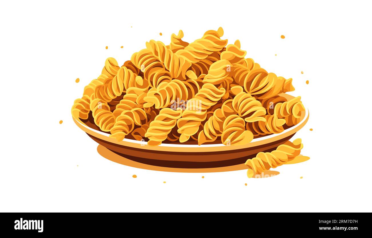 Pasta italiana en un plato. Dibujos animados aislado tazón de pasta