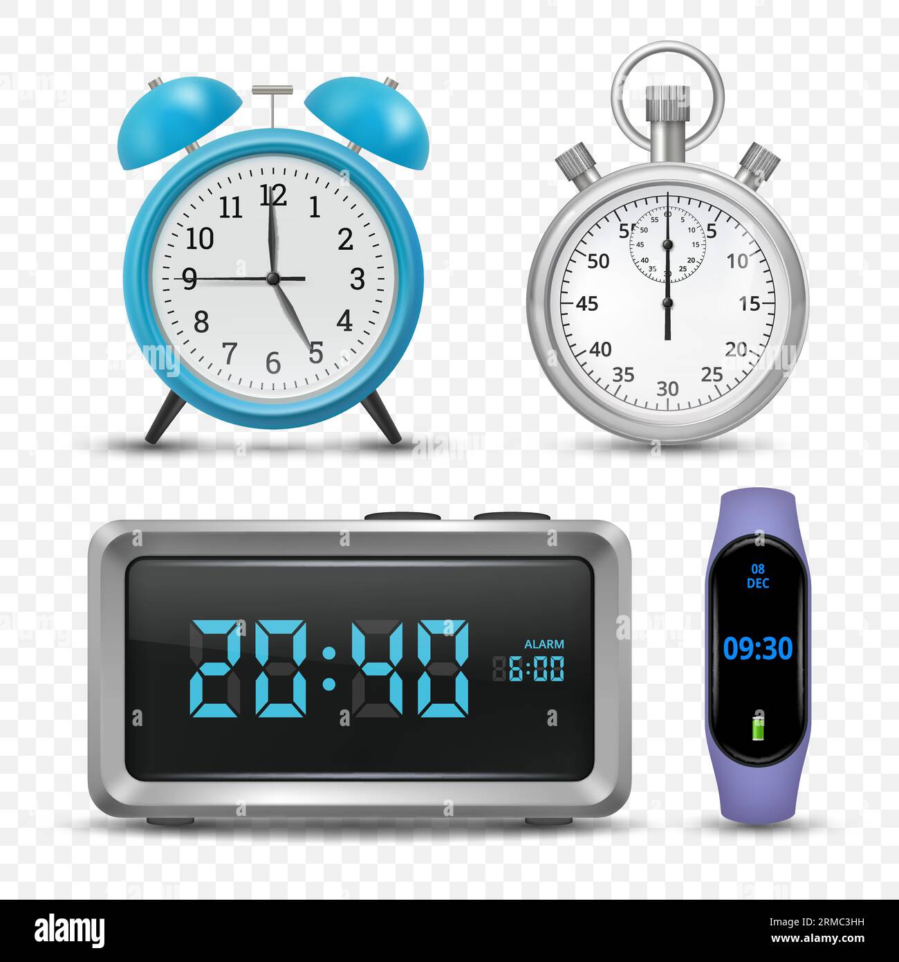 Reloj. Plantillas realistas de diferentes tipos de relojes símbolos  vectoriales decentes de reloj de mano de tiempo Imagen Vector de stock -  Alamy