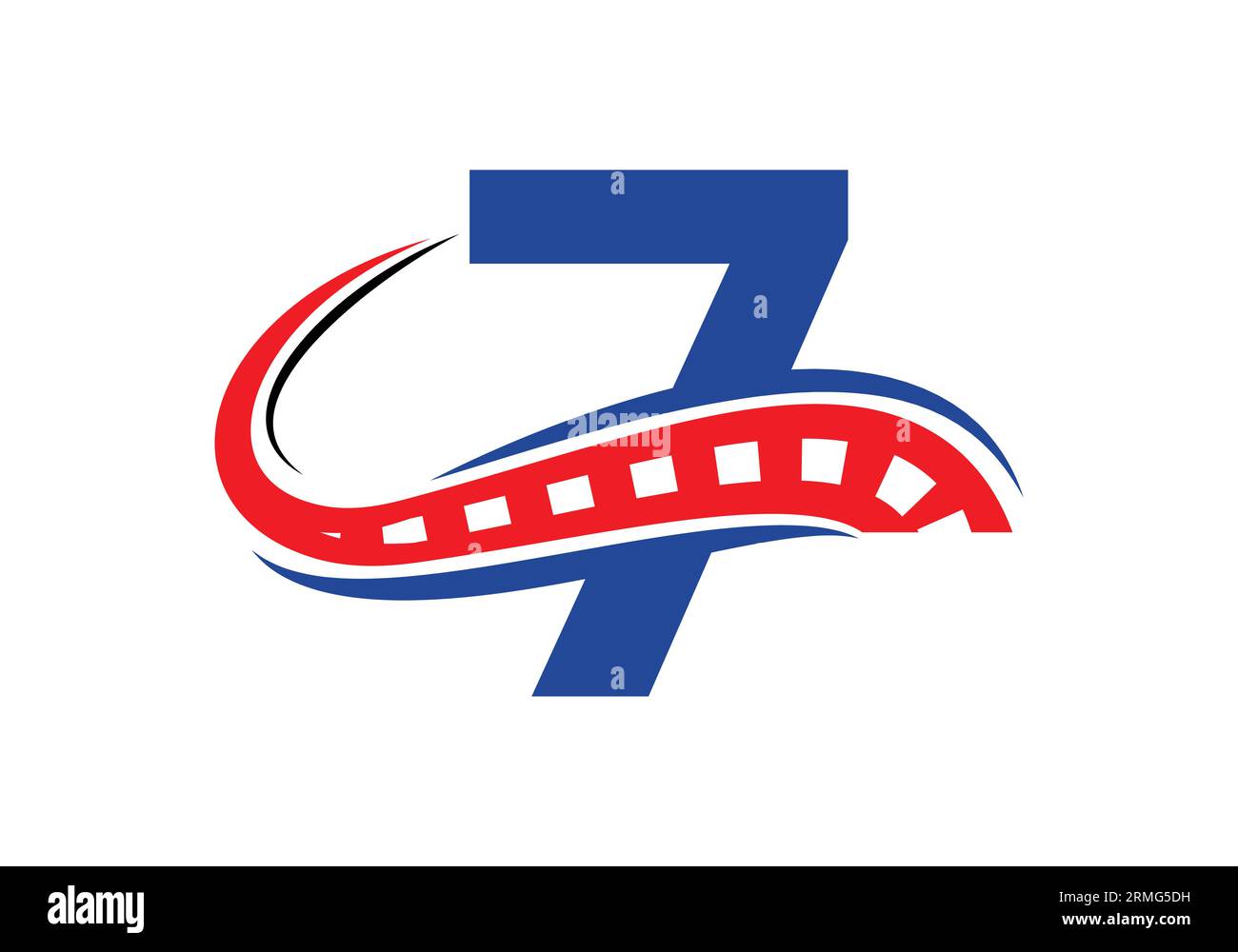 Letra 7 con el logotipo de la carretera Sing. El concepto de diseño creativo para el mantenimiento y la construcción de carreteras. Road Logo Design Símbolo de señal de transporte Ilustración del Vector