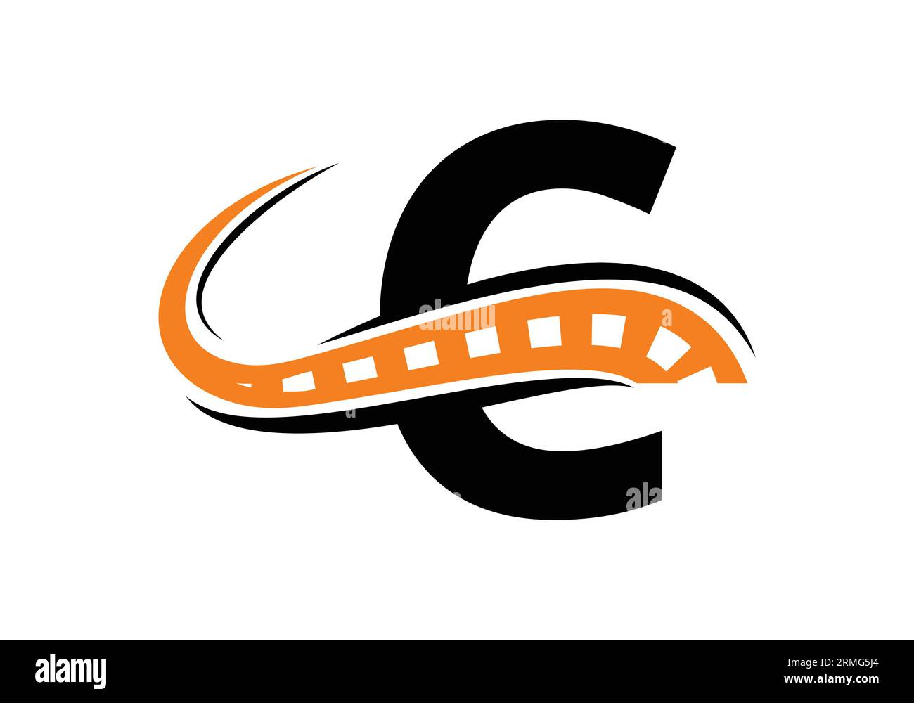 Letra C con logo de carretera Sing. El concepto de diseño creativo para el mantenimiento y la construcción de carreteras. Road Logo Design Símbolo de señal de transporte Ilustración del Vector