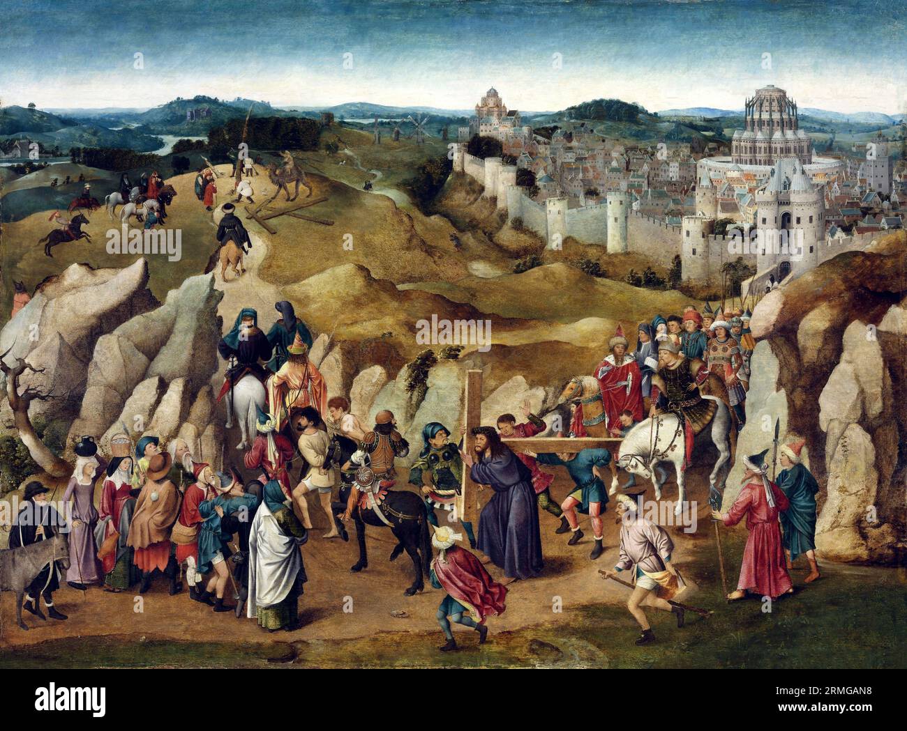 El Camino al Calvario (copia) de Jan van Eyck (c.1390-1441), c. 1505-15 Foto de stock