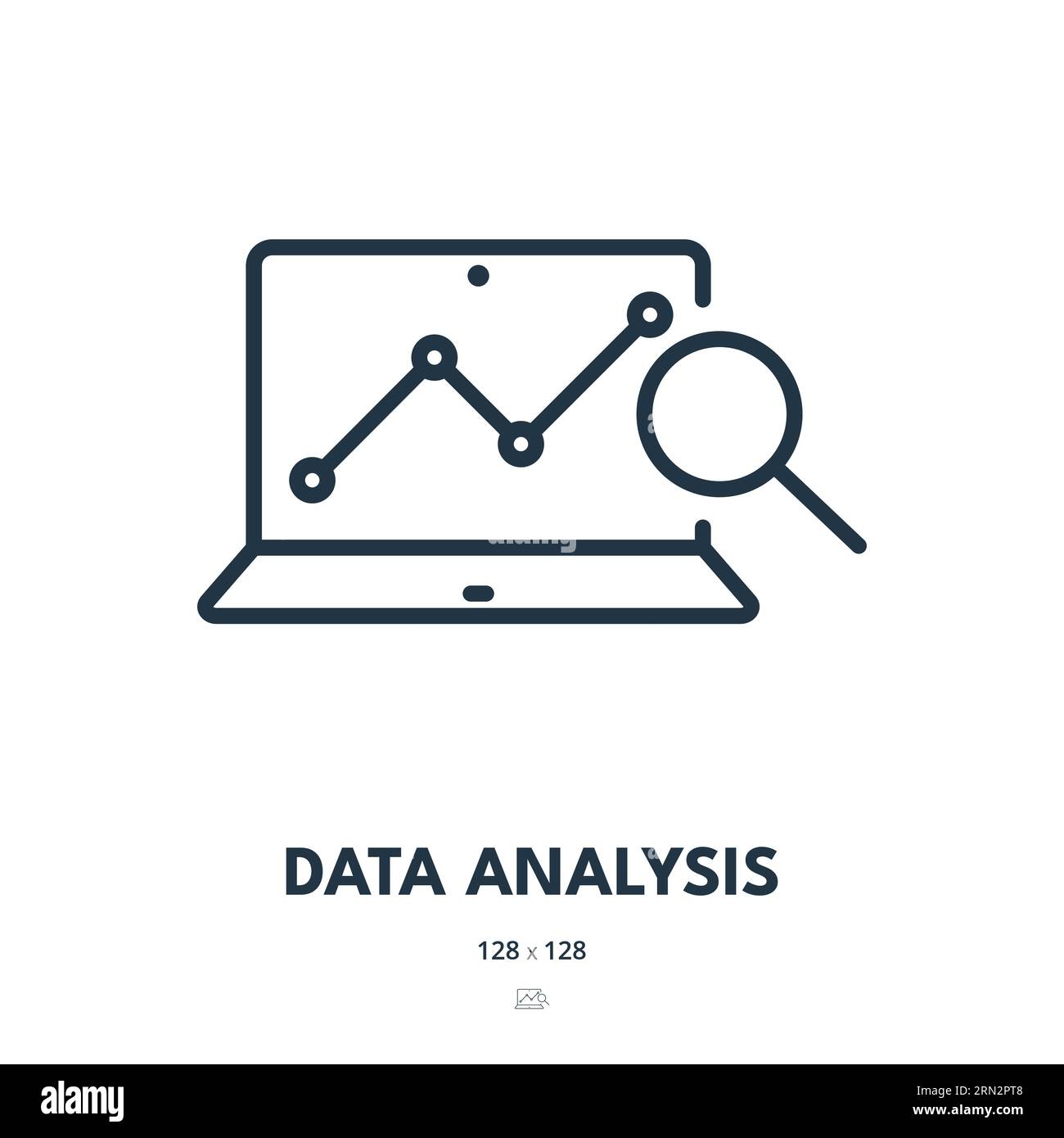 Icono Análisis de datos. Análisis, Informe, Gráfico. Trazo editable. Icono simple del vector Ilustración del Vector