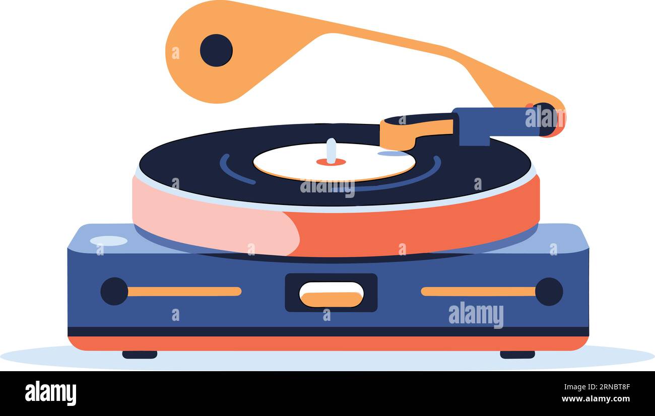 Reproductor de discos vintage en UX UI estilo plano aislado en el fondo Ilustración del Vector