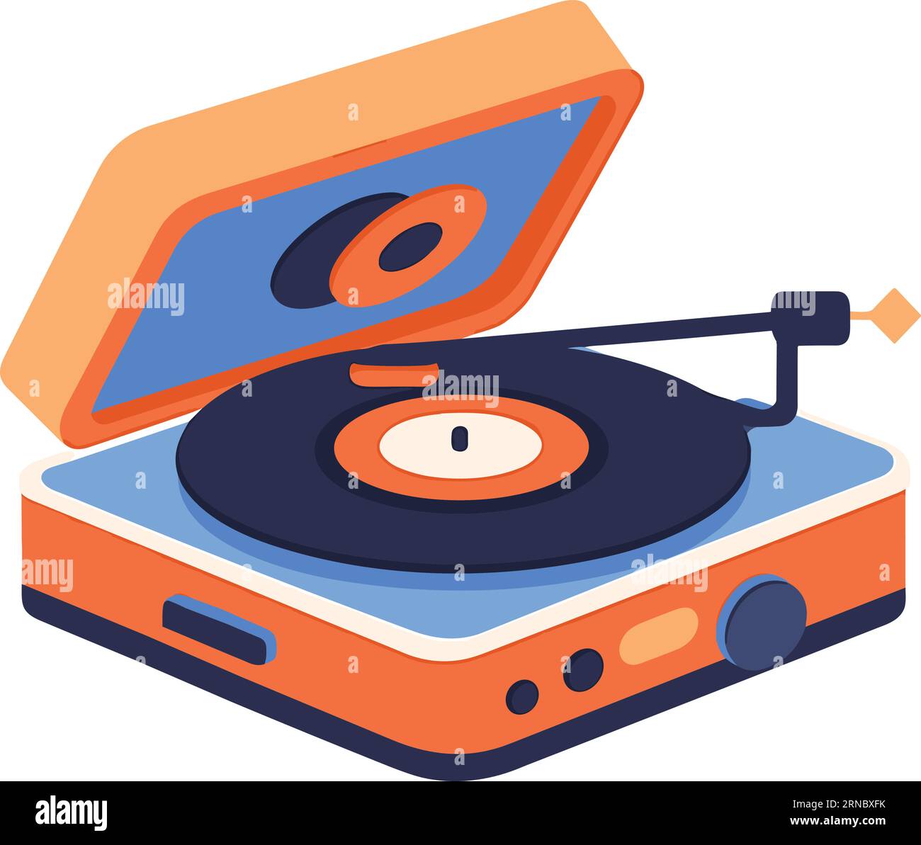 Reproductor de discos vintage en UX UI estilo plano aislado en el fondo Ilustración del Vector