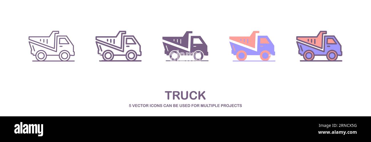 icono de construcción de vehículos de camión de descarga rígido. Ilustración de un camión de acarreo o camión de descarga rígido utilizado para la minería y entornos de construcción de servicio pesado. Ilustración del Vector