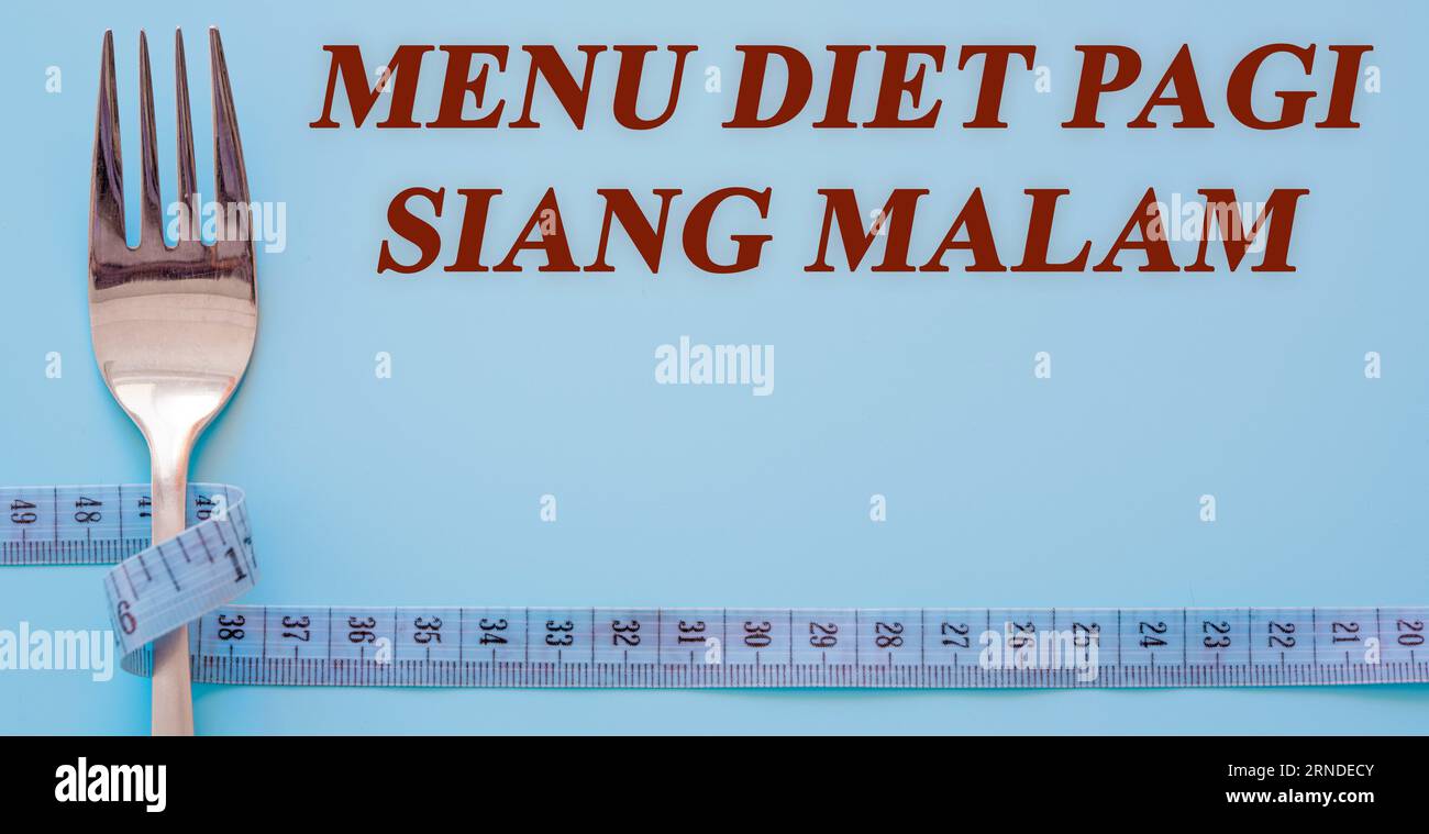 Texto de la dieta en el menú de fondo plano de la disposición Diet pagi siang malam Foto de stock
