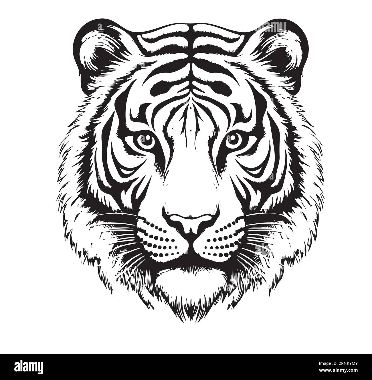 Cabeza de tigre dibujado a mano boceto Vector Wild safari animales Ilustración del Vector