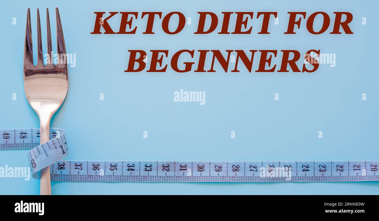 Texto de la dieta en el fondo plano de la dieta keto para los principiantes Foto de stock