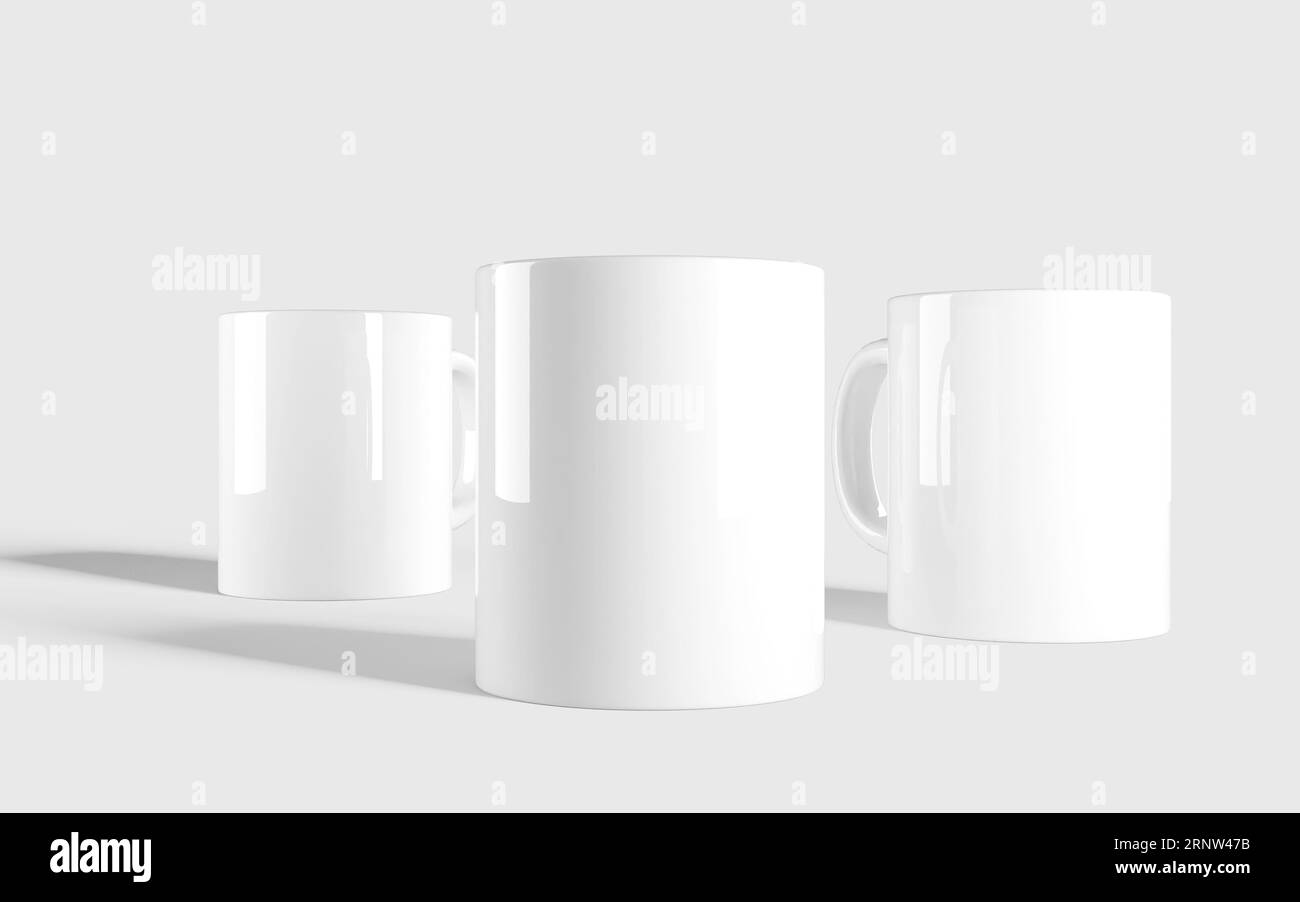 Arreglo de tazas de café realistas minimalistas maqueta de tazas con color de fondo editable Foto de stock