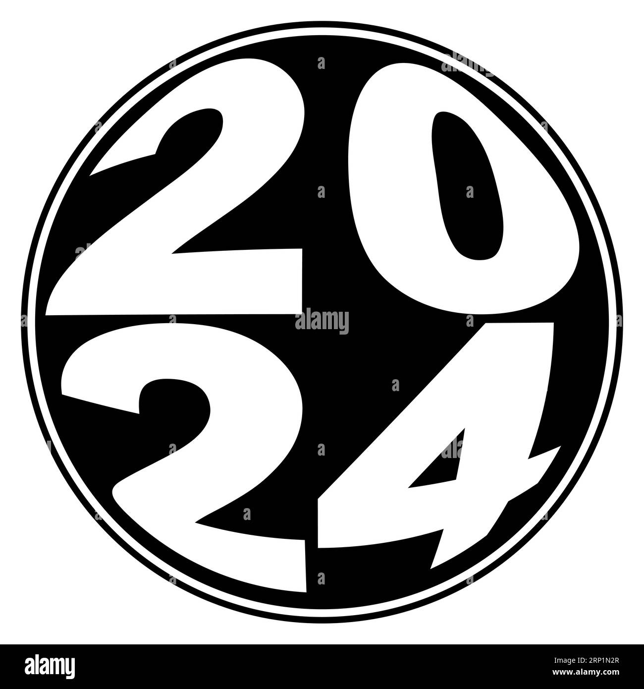2024 saludo, letras redondas logotipo redondo 2024 feliz año nuevo