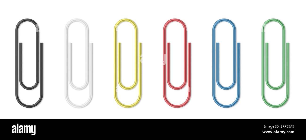 Juego de clips de papel realista. Clips de papel coloridos sobre fondo