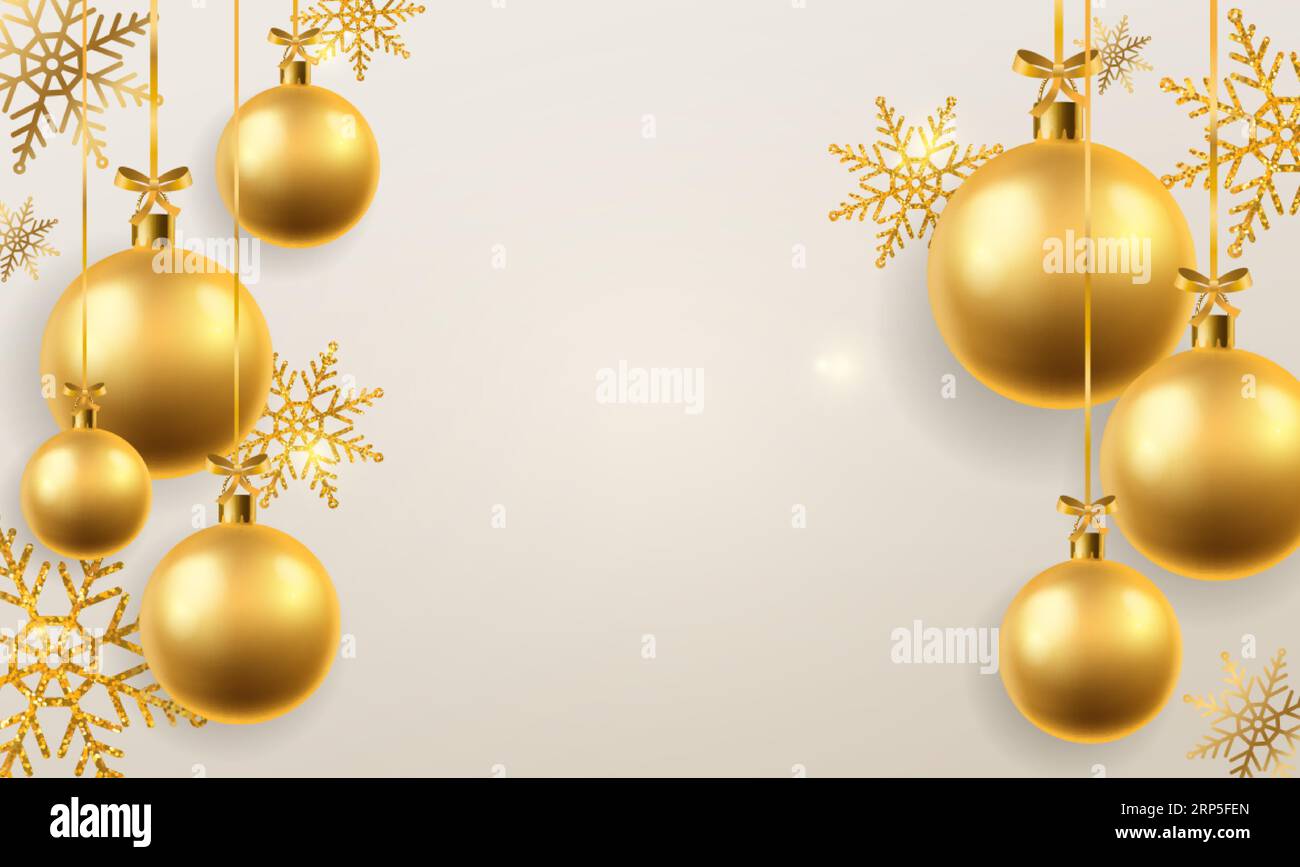 Fondo de bola de Navidad. Árbol de Navidad dorado juguetes esferas  colgantes, decoración. Vacaciones de invierno y año nuevo vector festivo  abstracto colgado ba realista Imagen Vector de stock - Alamy