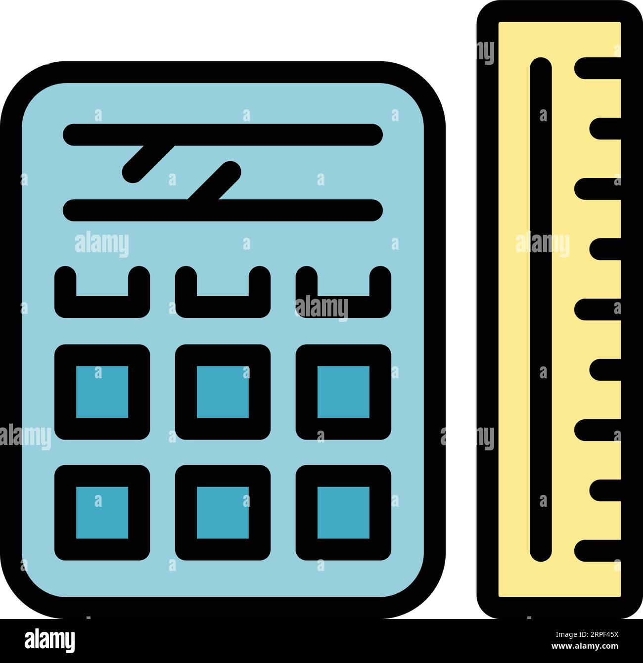 Vector de contorno de icono de calculadora. Impresión de plotter. Formato de oficina en color plano Ilustración del Vector