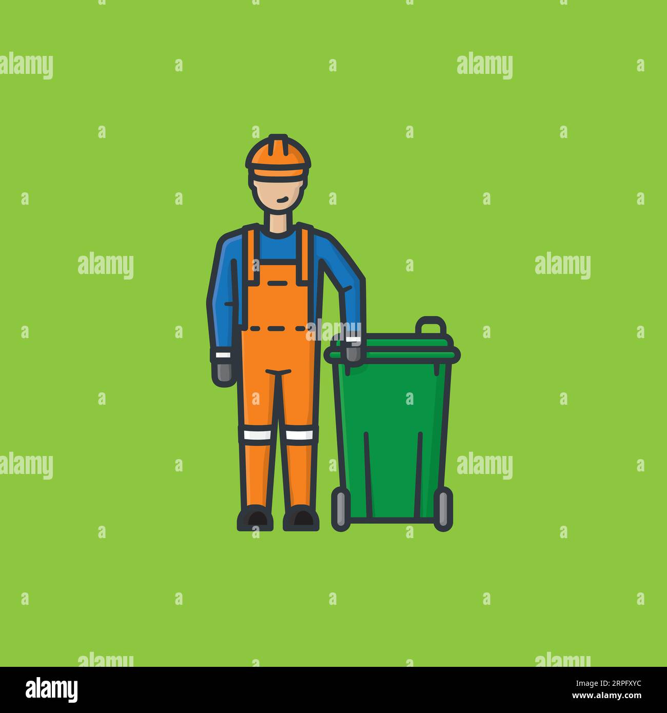 Hombre de basura con ilustración de vecto de caja de basura verde para el Día Mundial de los Hombres de Basura el 17 de junio Ilustración del Vector