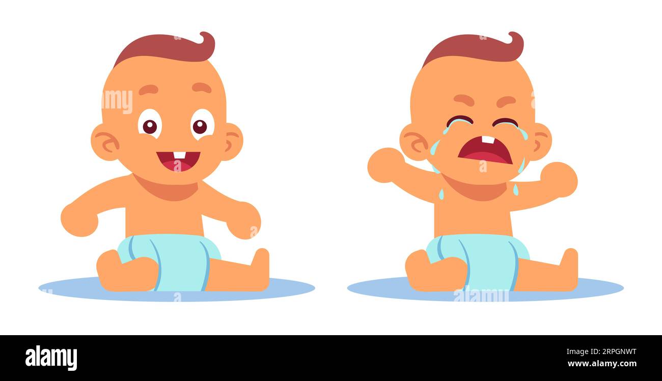 La cara del bebé recién nacido. Dibujos animados bebé feliz infancia  concepto vector Imagen Vector de stock - Alamy