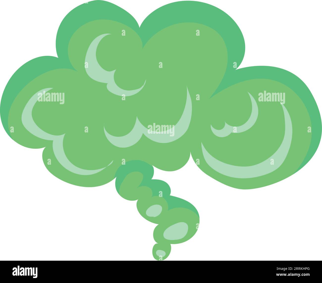 Icono de nube venenosa. Olor apestoso verde de dibujos animados aislado sobre fondo blanco Ilustración del Vector