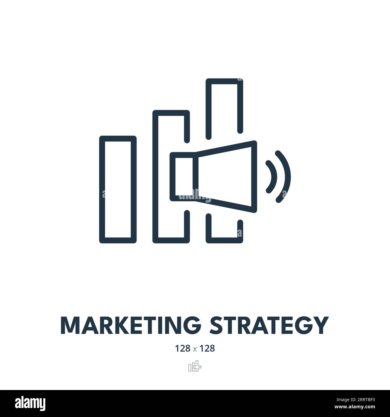 Icono de estrategia de marketing. Publicidad, Promoción, Campaña. Trazo editable. Icono simple del vector Ilustración del Vector