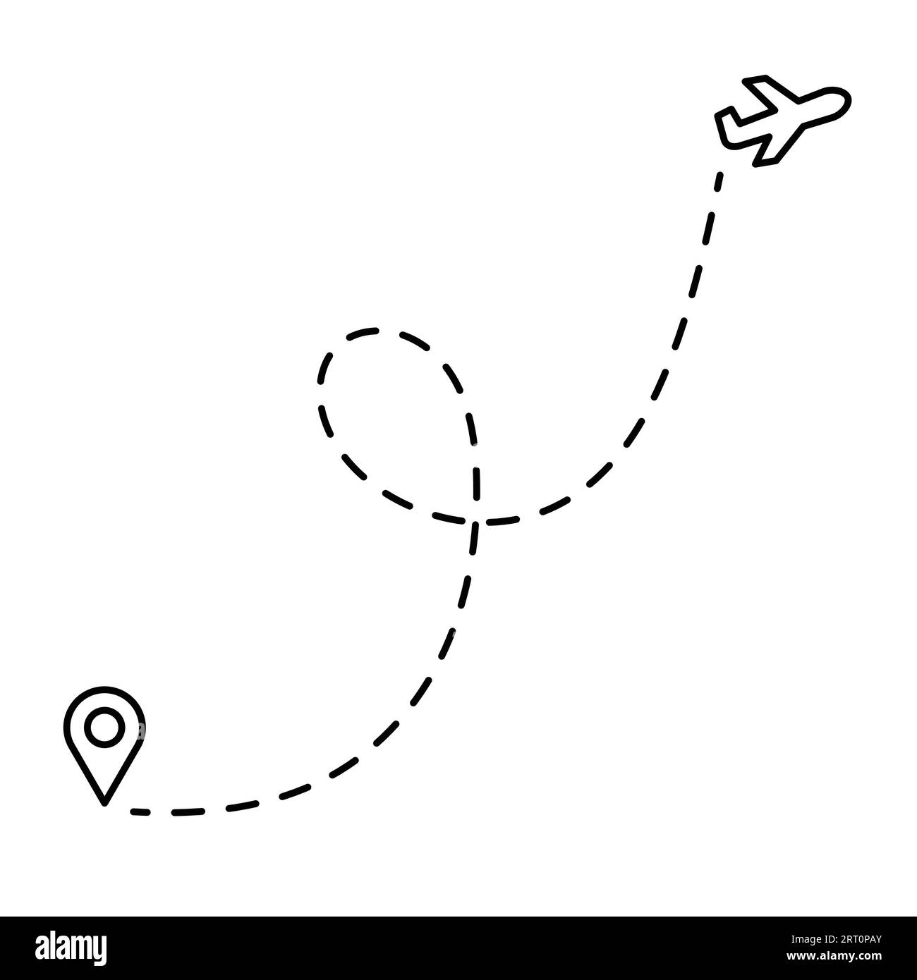 Ruta de viaje en avión por ubicación de pin de mapa GPS Ilustración del Vector