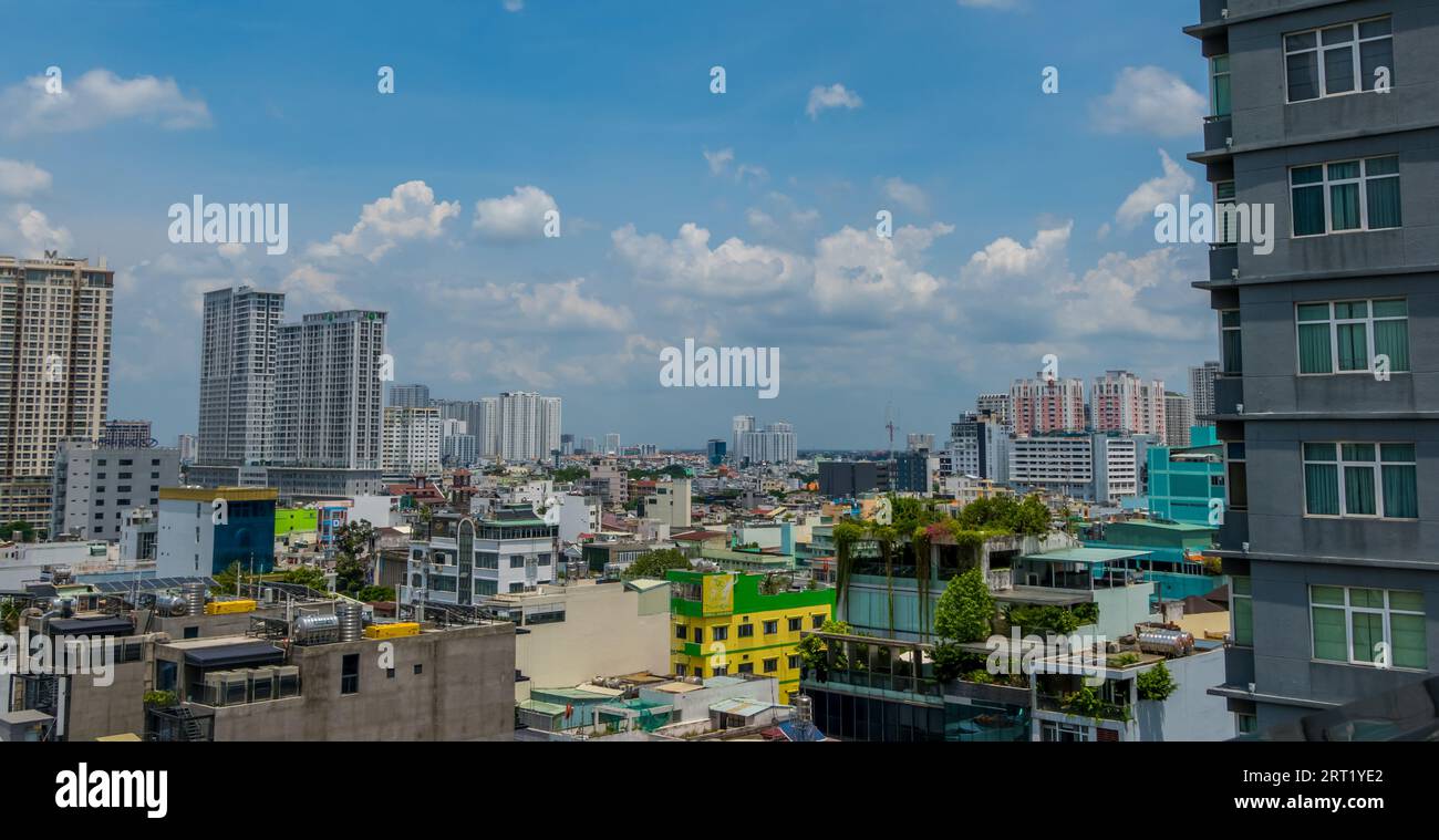 Vista panorámica aérea de la ciudad de Saigón (Ciudad Ho Chi Minh), Vietnam Foto de stock