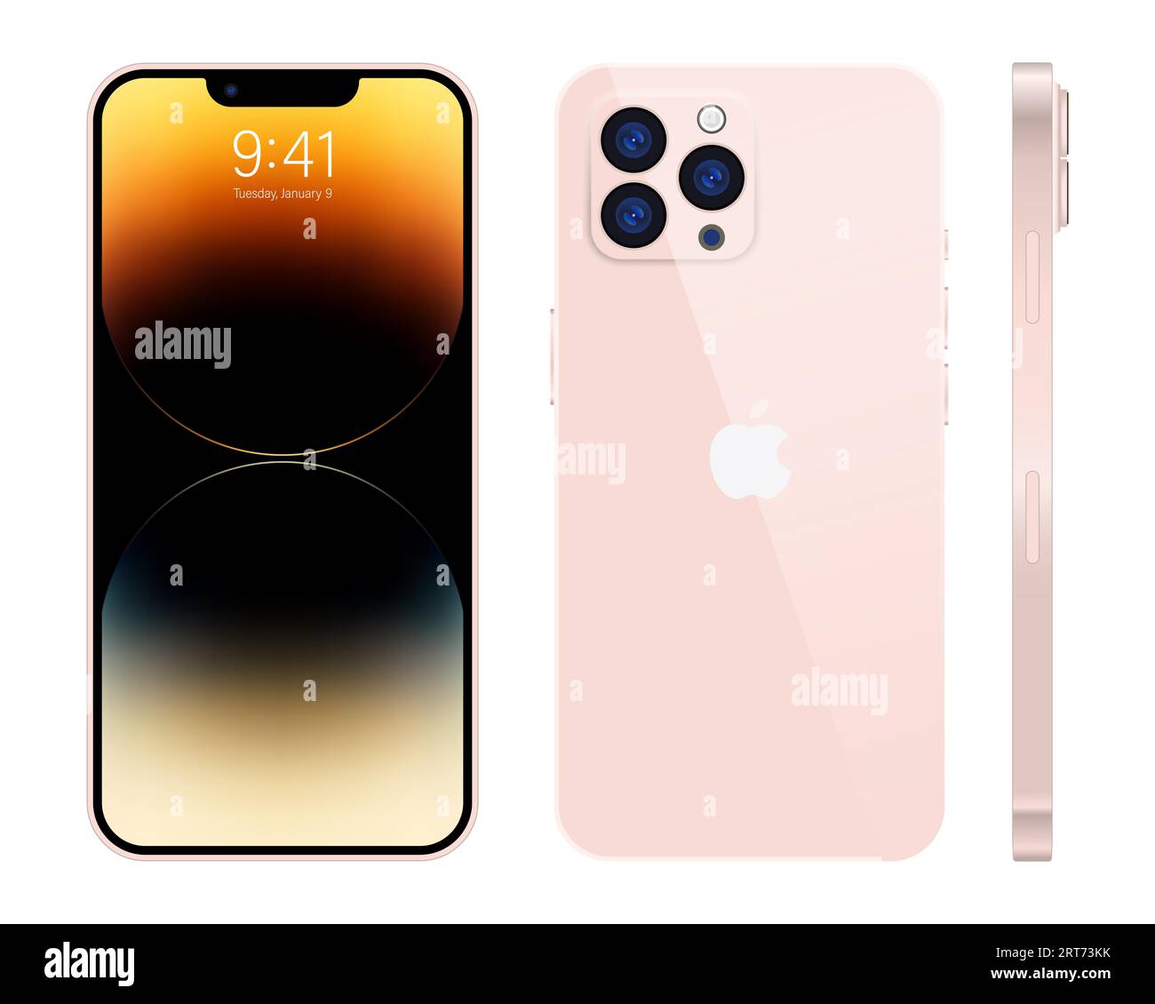 Nuevo iPhone 15 pro, pro max color rosa profundo por Apple Inc. Pantalla de  maqueta iphone y iphone de la parte posterior. Alta calidad. Editorial  Imagen Vector de stock - Alamy